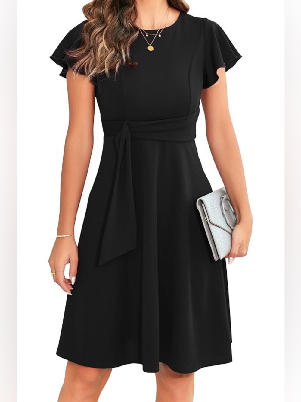 Owin Flutter Sleeve Side Knot Dress